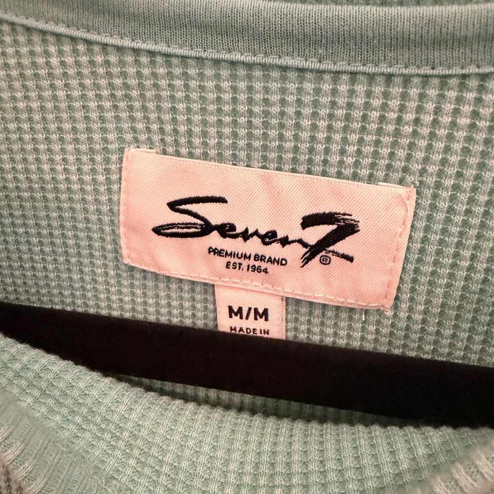Seven7 Waffle Knit Thermal Top Size Medium Mint Green Paneled Loungewear - Picture 4 of 5